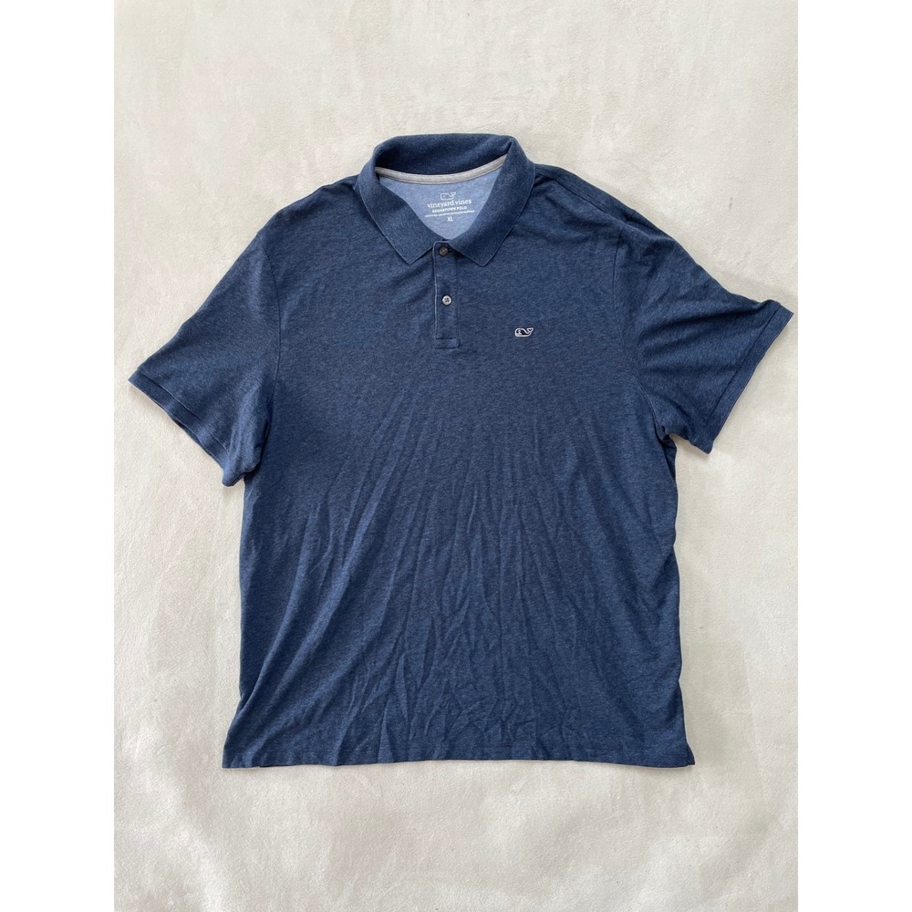Vineyard Vines Mens Edgartown Polo Shirt Blue Heather XL Short Sleeve Stretch